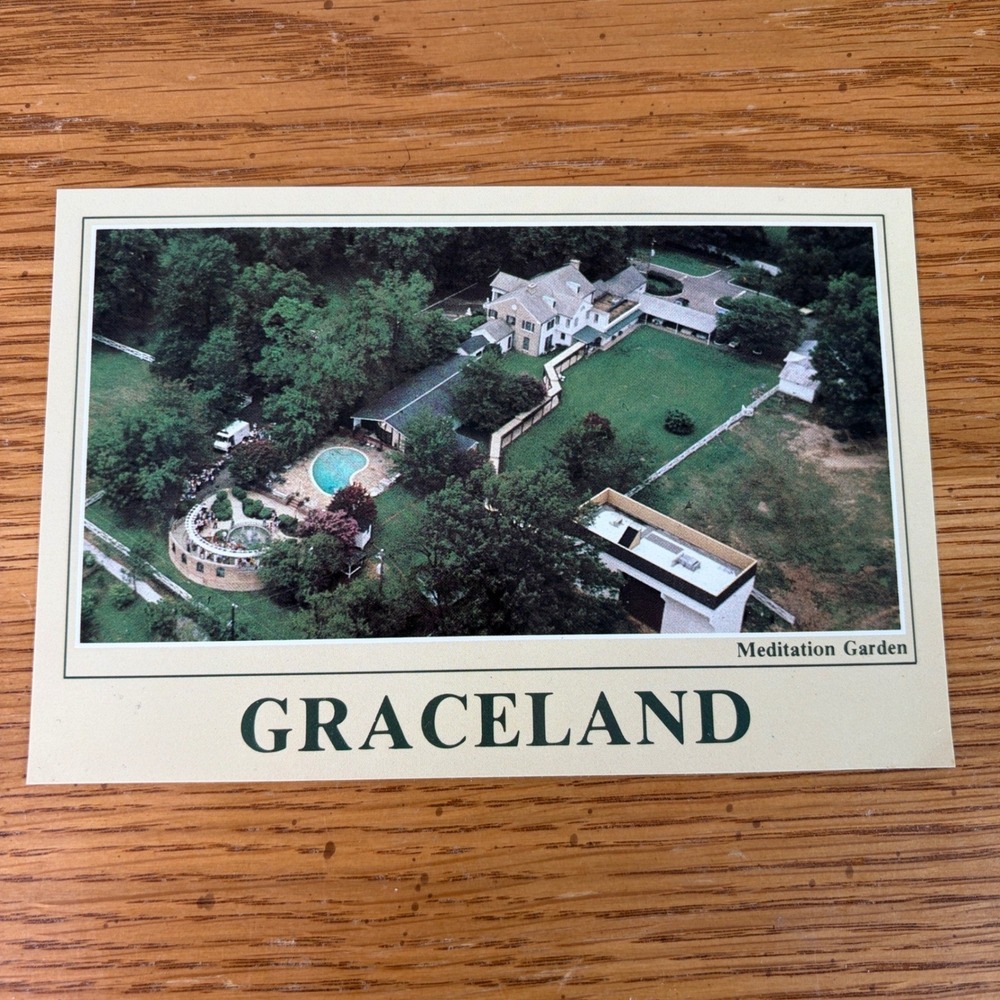 Vintage Graceland Aerial View Mini Print Elvis Presley Mansion Meditation Garden